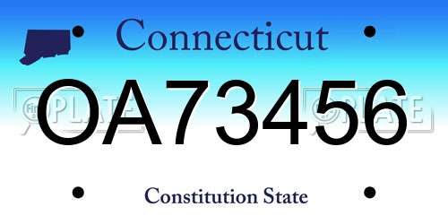 OA73456 Connecticut License Plate