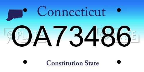 OA73486 Connecticut License Plate