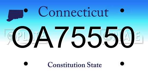 OA75550 Connecticut License Plate
