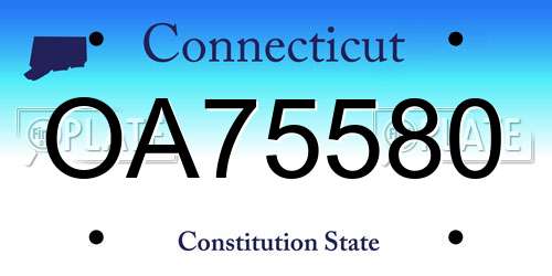 OA75580 Connecticut License Plate