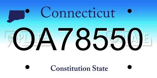 OA78550 Connecticut License Plate