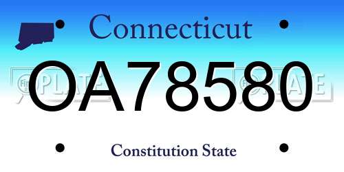 OA78580 Connecticut License Plate