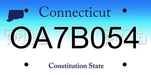 OA7B054 Connecticut License Plate