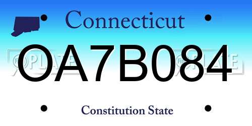 OA7B084 Connecticut License Plate