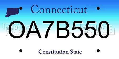 OA7B550 Connecticut License Plate