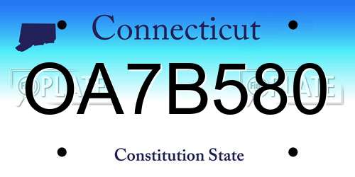 OA7B580 Connecticut License Plate