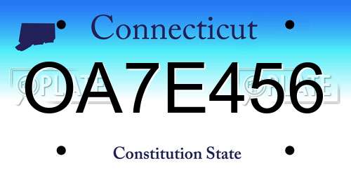 OA7E456 Connecticut License Plate