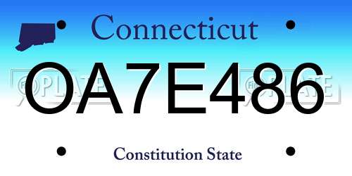 OA7E486 Connecticut License Plate