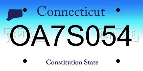 OA7S054 Connecticut License Plate
