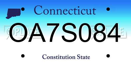 OA7S084 Connecticut License Plate
