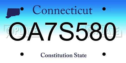 OA7S580 Connecticut License Plate