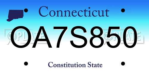 OA7S850 Connecticut License Plate