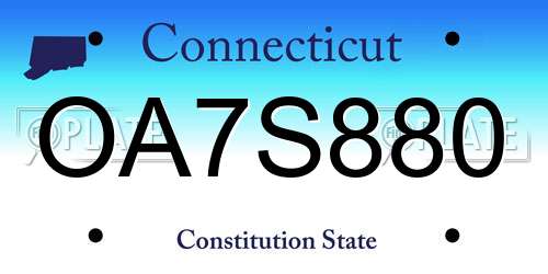 OA7S880 Connecticut License Plate