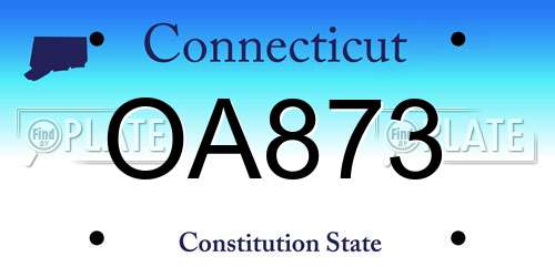 OA873 Connecticut License Plate