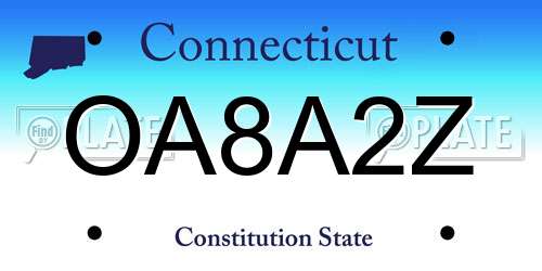 OA8A2Z Connecticut License Plate