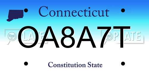 OA8A7T Connecticut License Plate