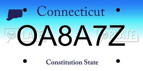 OA8A7Z Connecticut License Plate