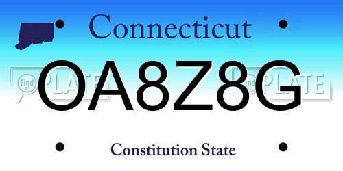OA8Z8G Connecticut License Plate