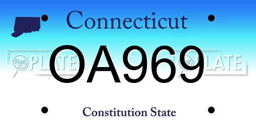 OA969 Connecticut License Plate