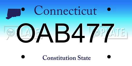 OAB477 Connecticut License Plate