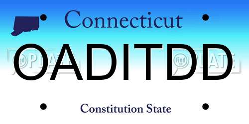 OADITDD Connecticut License Plate
