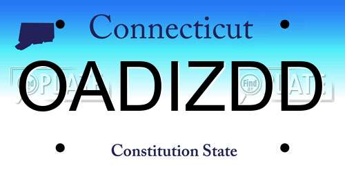 OADIZDD Connecticut License Plate