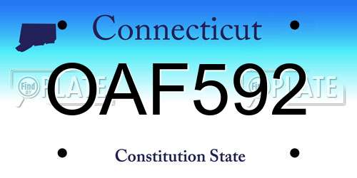 OAF592 Connecticut License Plate