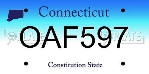 OAF597 Connecticut License Plate
