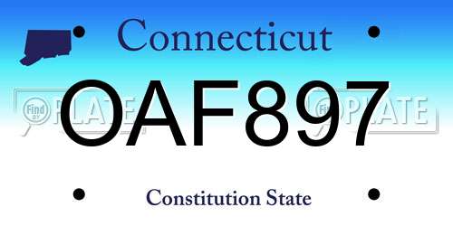 OAF897 Connecticut License Plate