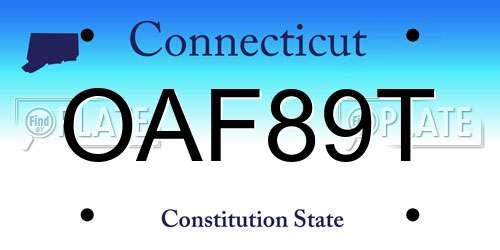OAF89T Connecticut License Plate