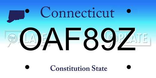 OAF89Z Connecticut License Plate