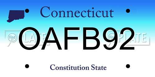 OAFB92 Connecticut License Plate
