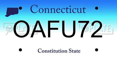 OAFU72 Connecticut License Plate