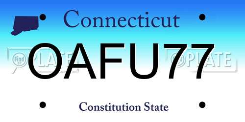 OAFU77 Connecticut License Plate