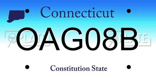 OAG08B Connecticut License Plate