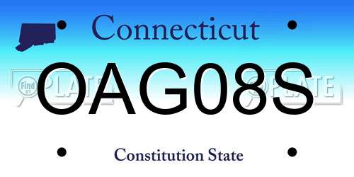 OAG08S Connecticut License Plate