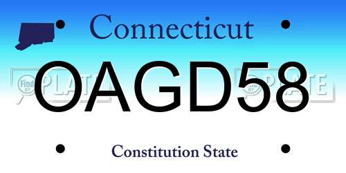 OAGD58 Connecticut License Plate