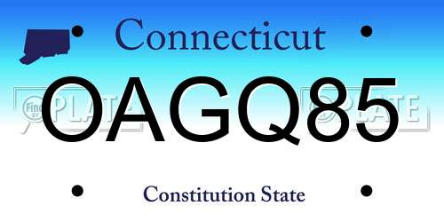 OAGQ85 Connecticut License Plate