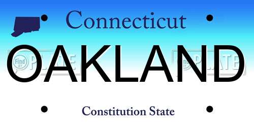 OAKLAND Connecticut License Plate