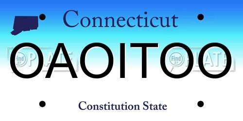 OAOITOO Connecticut License Plate