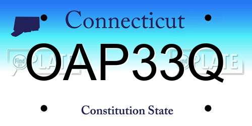 OAP33Q Connecticut License Plate