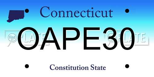 OAPE30 Connecticut License Plate