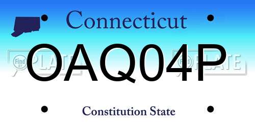 OAQ04P Connecticut License Plate