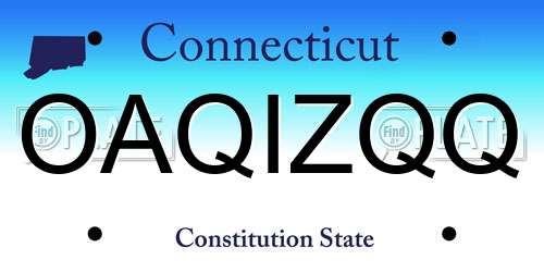 OAQIZQQ Connecticut License Plate