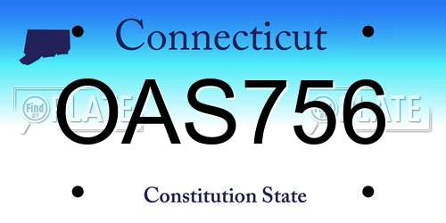 OAS756 Connecticut License Plate