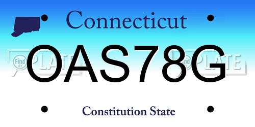 OAS78G Connecticut License Plate