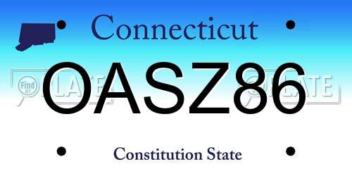OASZ86 Connecticut License Plate