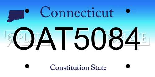 OAT5084 Connecticut License Plate