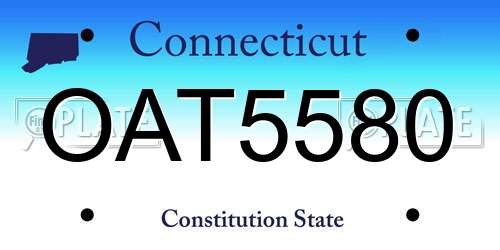 OAT5580 Connecticut License Plate