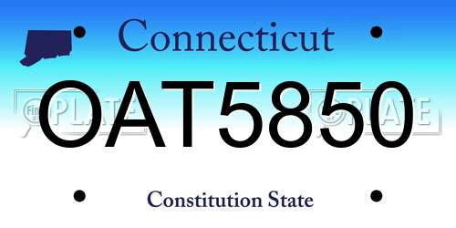 OAT5850 Connecticut License Plate